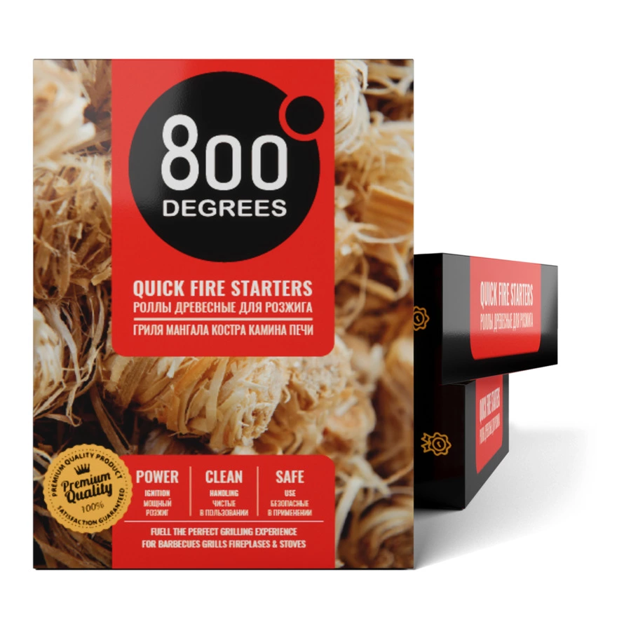 Роллы для розжига 800 Degrees Быстрый розжиг 16 шт