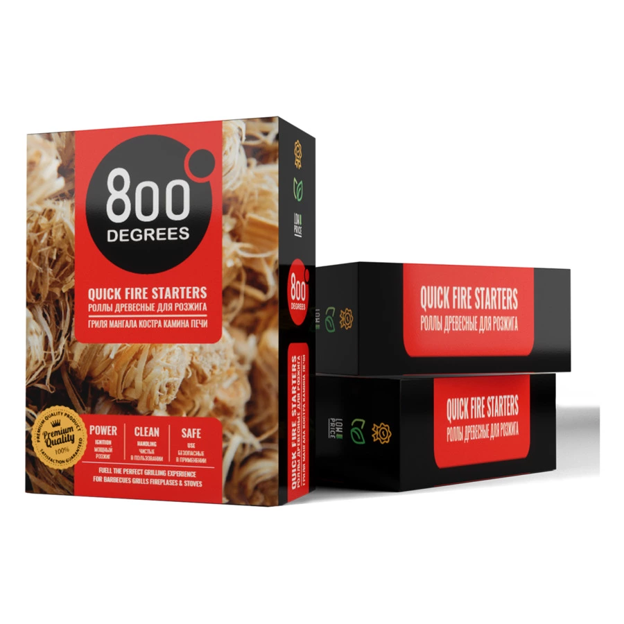Роллы для розжига 800 Degrees Быстрый розжиг 16 шт