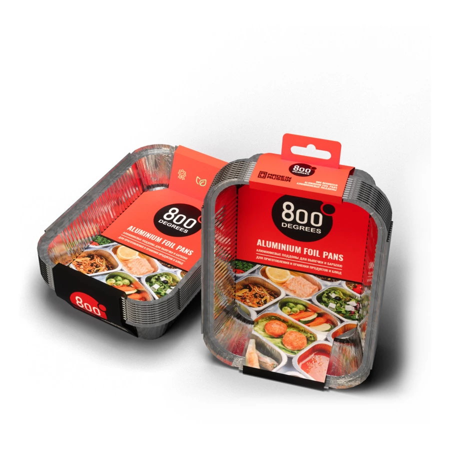 Поддоны алюминиевые 800 Degrees Foil Pans M-size 22х15х3,5см, 10 шт, фольга