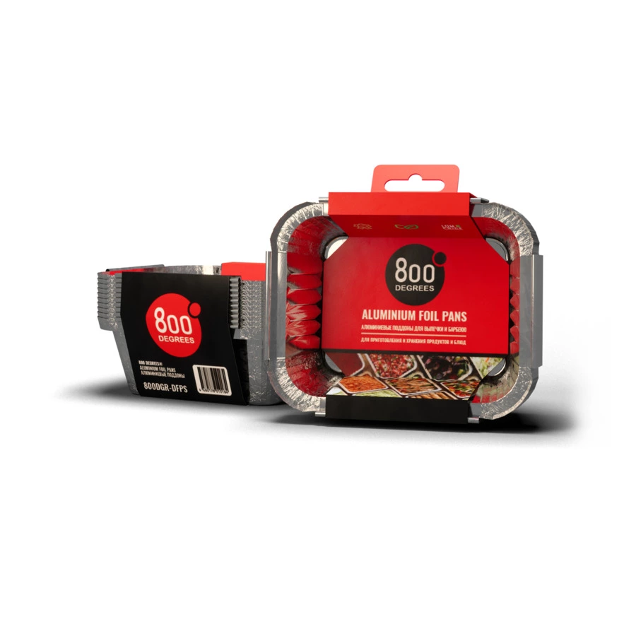 Поддоны алюминиевые 800 Degrees Foil Pans S-size 14,5х11,5х5см, 10 шт, фольга