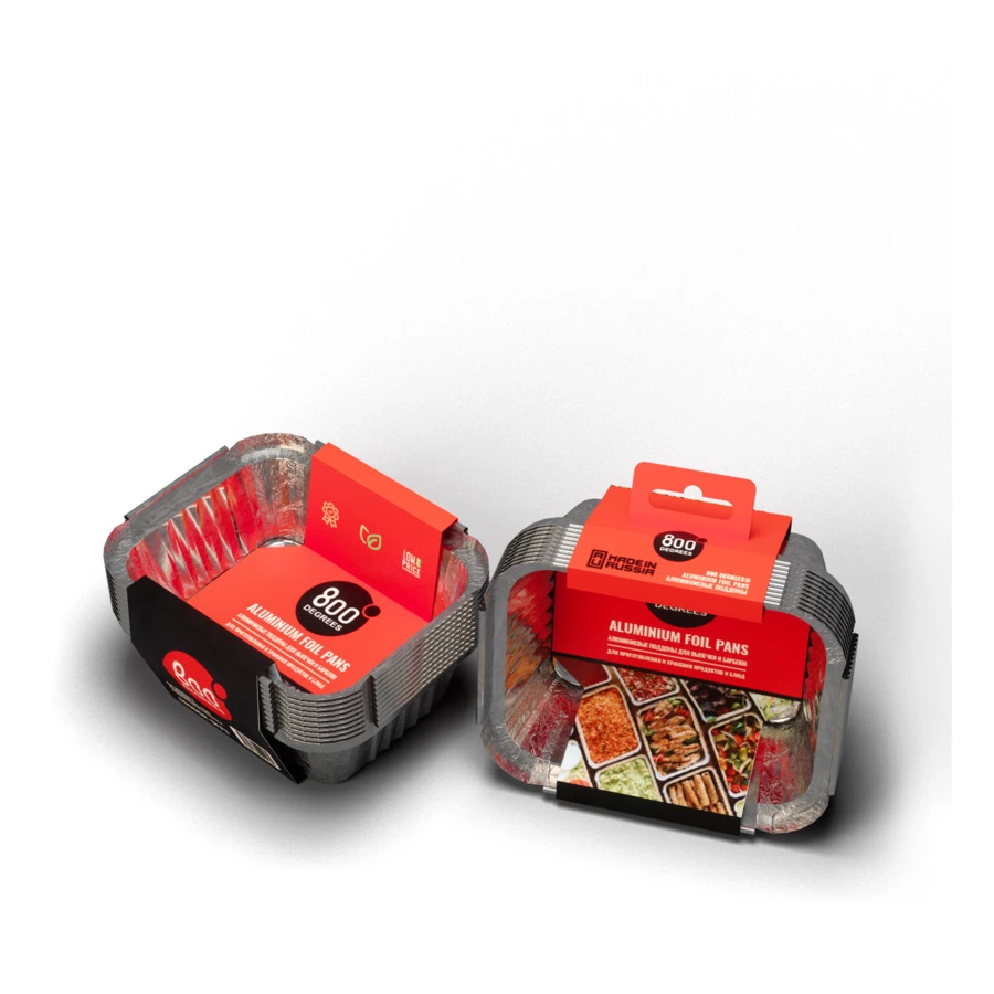 Поддоны алюминиевые 800 Degrees Foil Pans S-size 14,5х11,5х5см, 10 шт, фольга