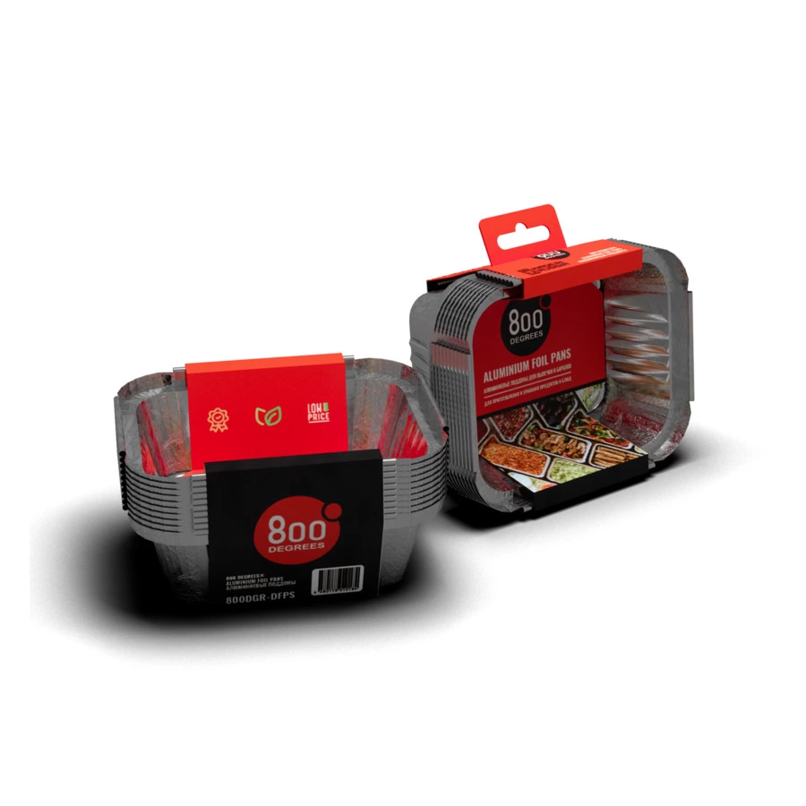 Поддоны алюминиевые 800 Degrees Foil Pans S-size 14,5х11,5х5см, 10 шт, фольга