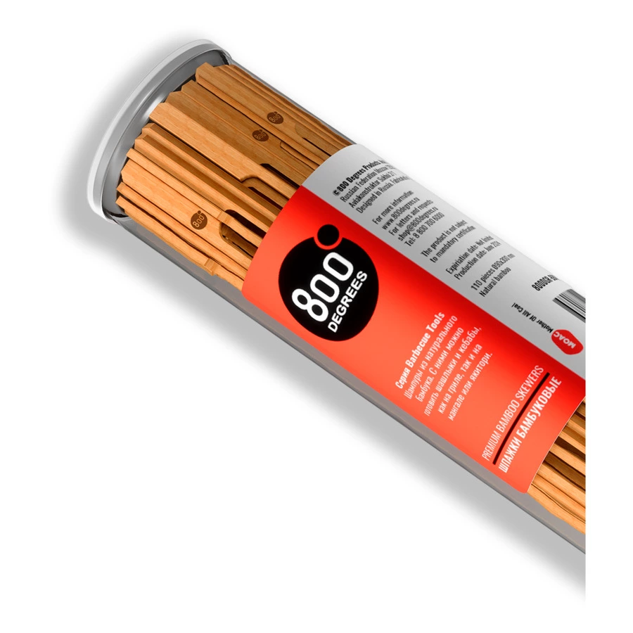 Шпажки бамбуковые длинные 800 Degrees Bamboo Skewers 30см, 110 шт
