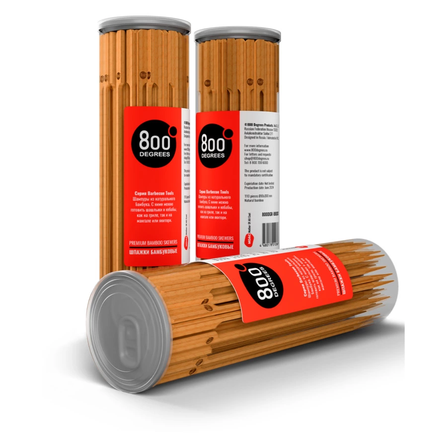 Шпажки бамбуковые длинные 800 Degrees Bamboo Skewers 30см, 110 шт