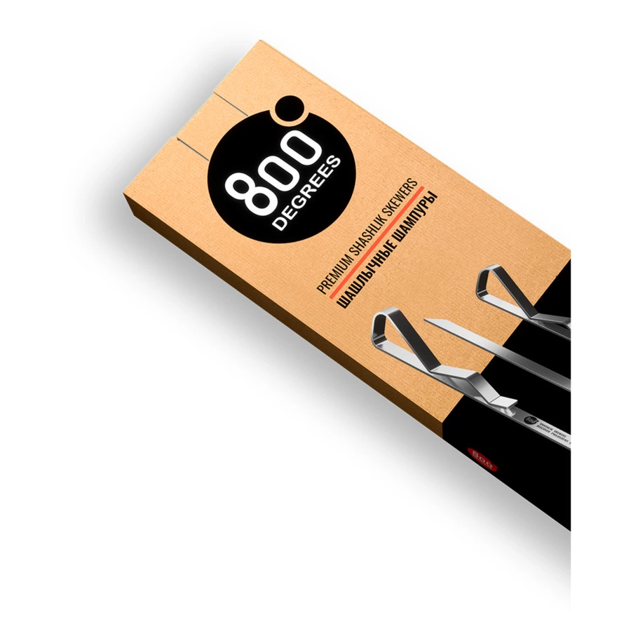 Набор шампуров шашлычных 800 Degrees Shashlik Skewers 51см, 6 шт, сталь нержавеющая