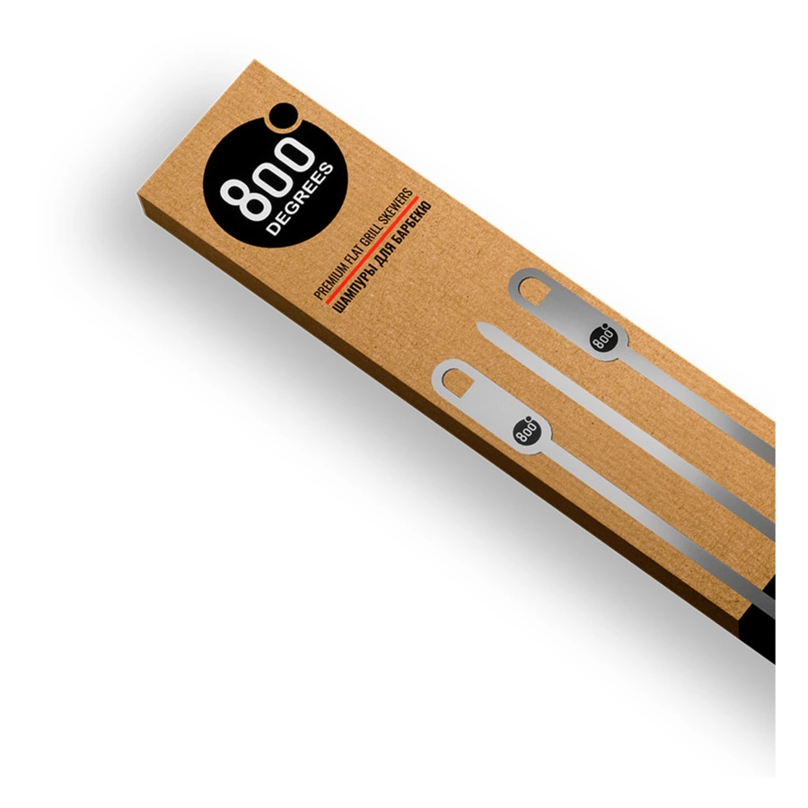 Набор шампуров плоских 800 Degrees Flat Skewers 39,5см, 6 шт,сталь нержавеющая