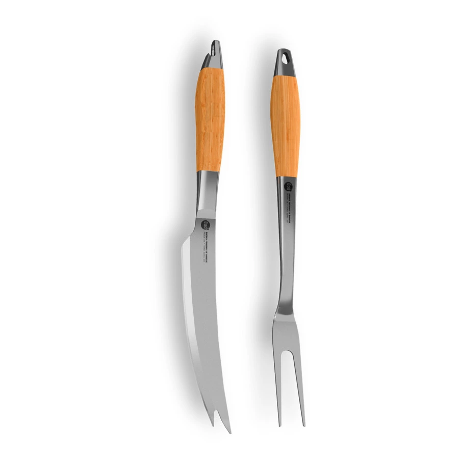 Набор разделочный вилка и нож 800 Degrees Barbecue Trancher Set 45/49х12,5х4,5см, сталь, акация