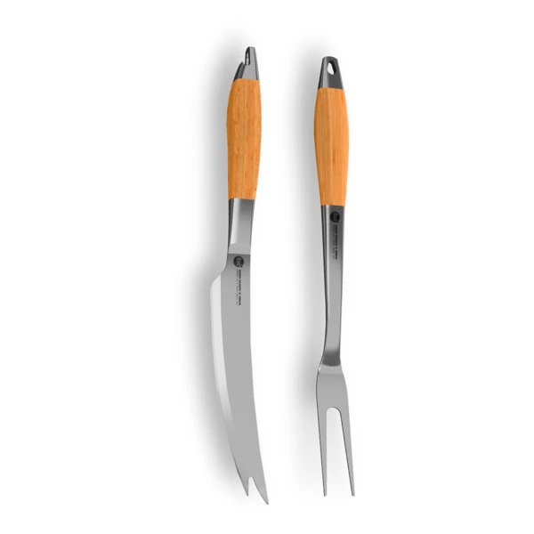 Набор разделочный вилка и нож 800 Degrees Barbecue Trancher Set 45/49х12,5х4,5см, сталь, акация