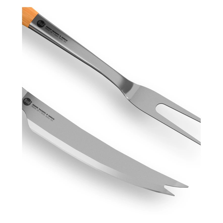 Набор разделочный вилка и нож 800 Degrees Barbecue Trancher Set 45/49х12,5х4,5см, сталь, акация