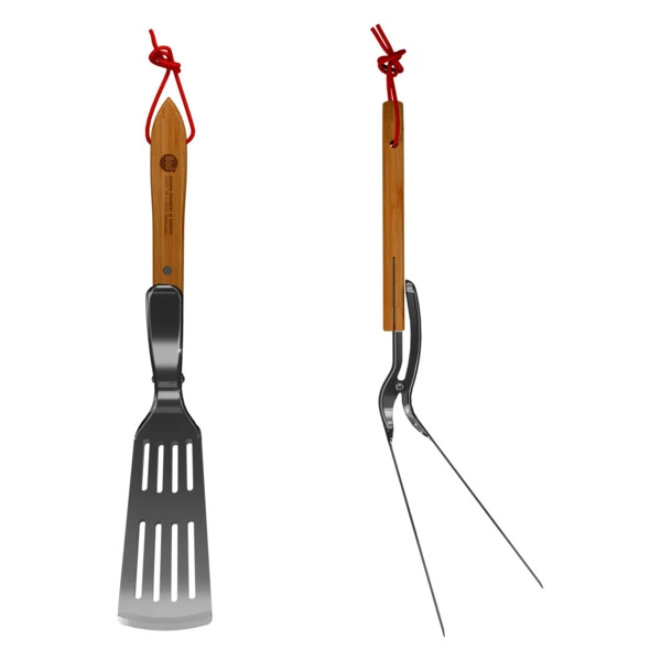 Щипцы-лопатка для барбекю 800 Degrees Food Tongs & Turner 46,5x9,5x8см, сталь, ручка бамбук