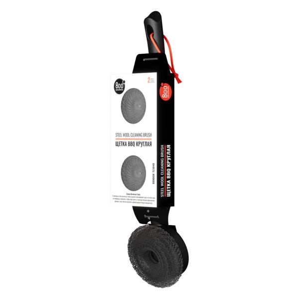 Щетка круглая для сковород и решеток 800 Degrees Steel Wool Cleaning Brush 43,5x8,5x7см, сталь