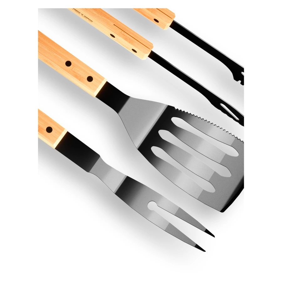 Набор грильмена Red Line 800 Degrees Stainless Steel BBQ Bamboo Tools Set 39,5, сталь, бамбук