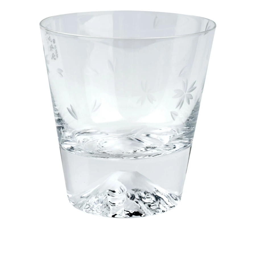 Стакан Tajima Glass Фудзи Сакура Кирико 270 мл, стекло, деревянная коробка