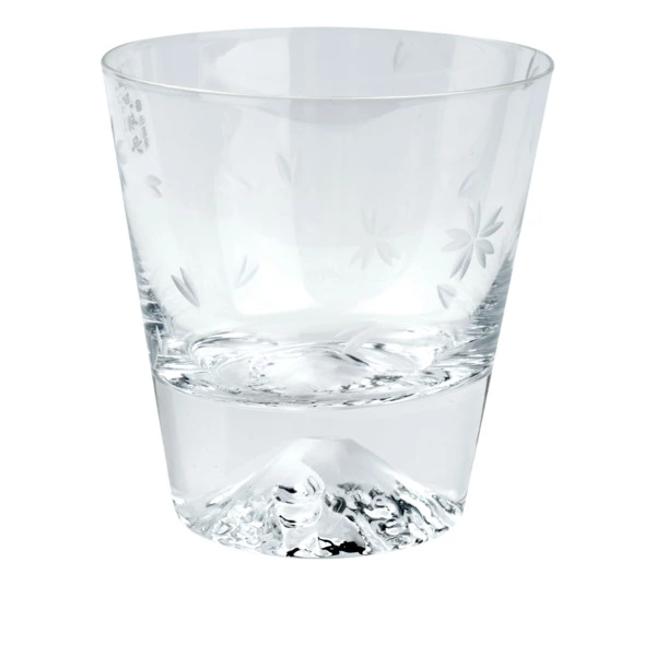 Стакан Tajima Glass Фудзи Сакура Кирико 270 мл, стекло, деревянная коробка