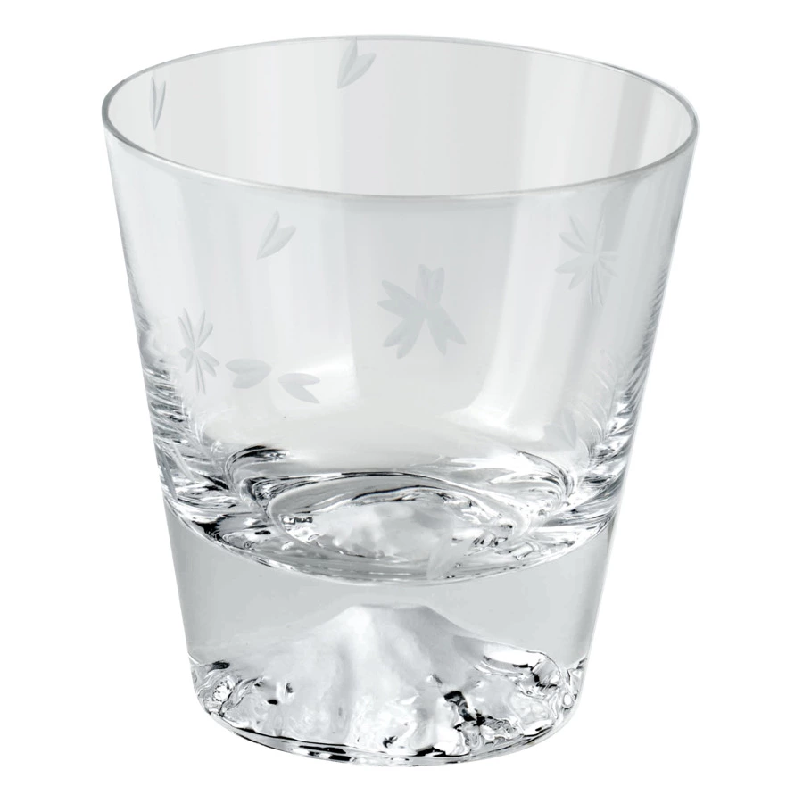 Стакан Tajima Glass Фудзи Сакура Кирико 270 мл, стекло, деревянная коробка