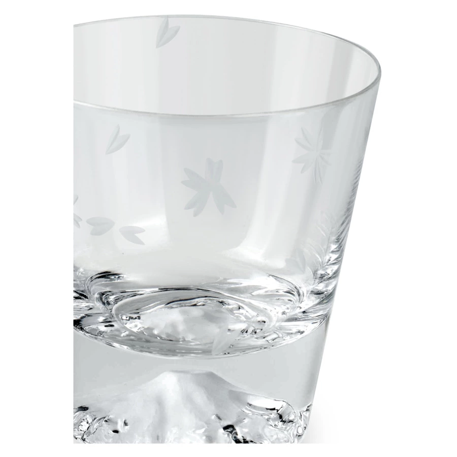 Стакан Tajima Glass Фудзи Сакура Кирико 270 мл, стекло, деревянная коробка