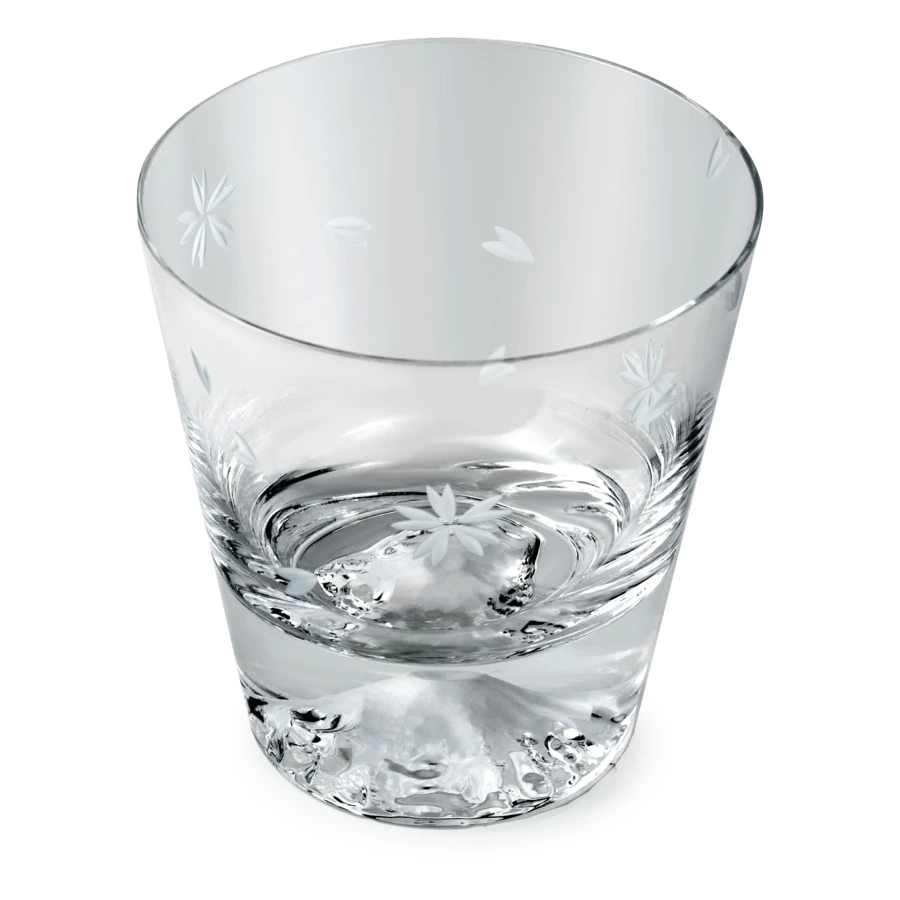 Стакан Tajima Glass Фудзи Сакура Кирико 270 мл, стекло, деревянная коробка