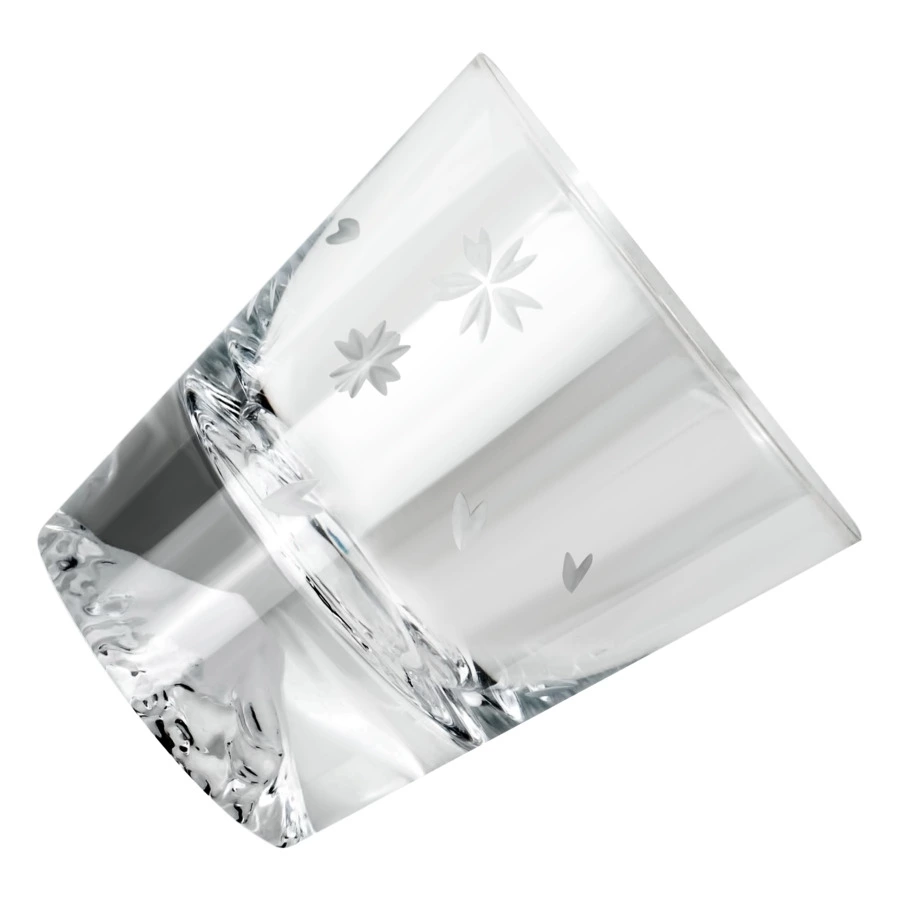 Стакан Tajima Glass Фудзи Сакура Кирико 270 мл, стекло, деревянная коробка