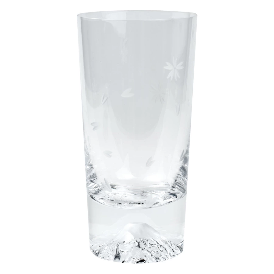Стакан Tajima Glass Фудзи Сакура Кирико 400 мл, стекло, деревянная коробка
