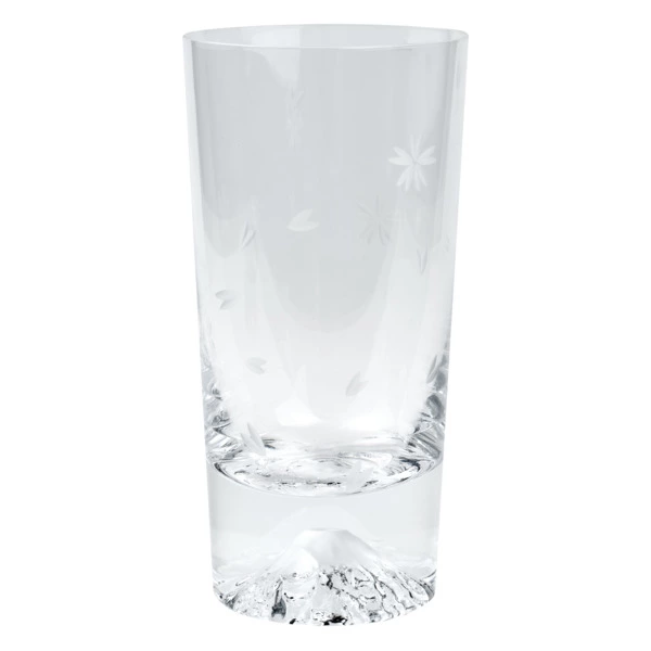Стакан Tajima Glass Фудзи Сакура Кирико 400 мл, стекло, деревянная коробка