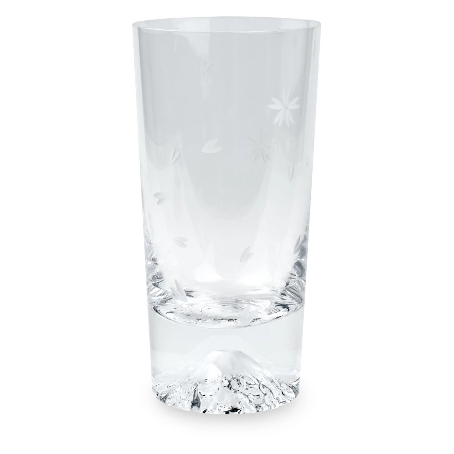 Стакан Tajima Glass Фудзи Сакура Кирико 400 мл, стекло, деревянная коробка