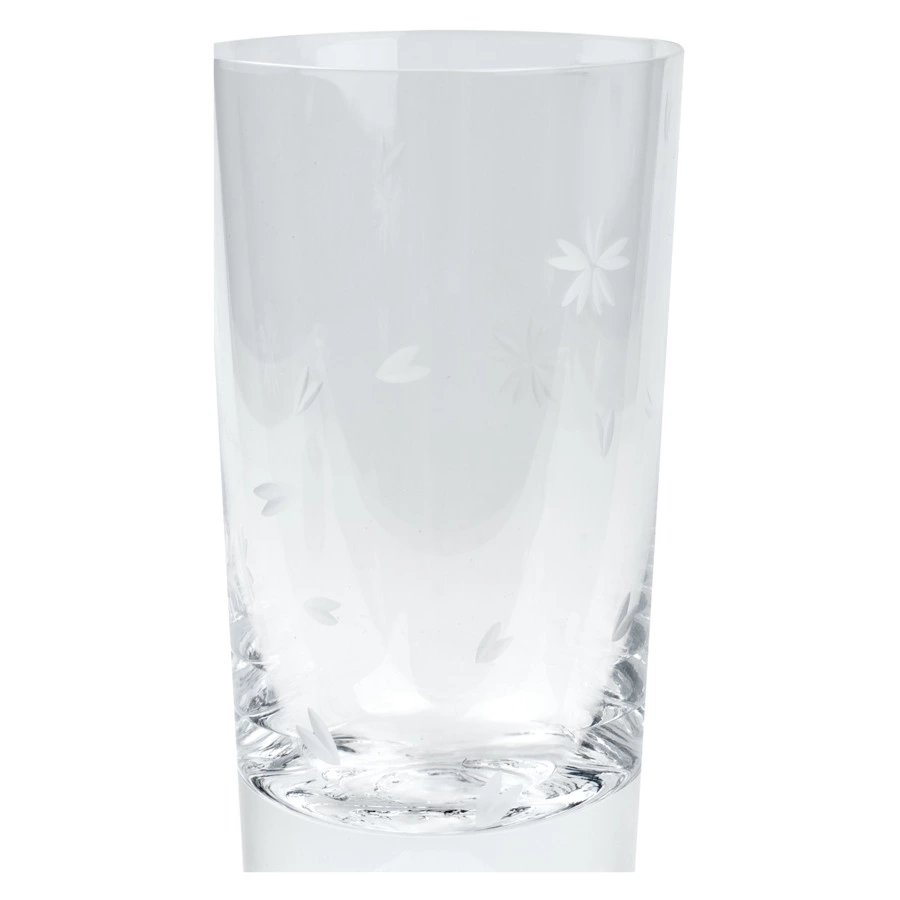 Стакан Tajima Glass Фудзи Сакура Кирико 400 мл, стекло, деревянная коробка