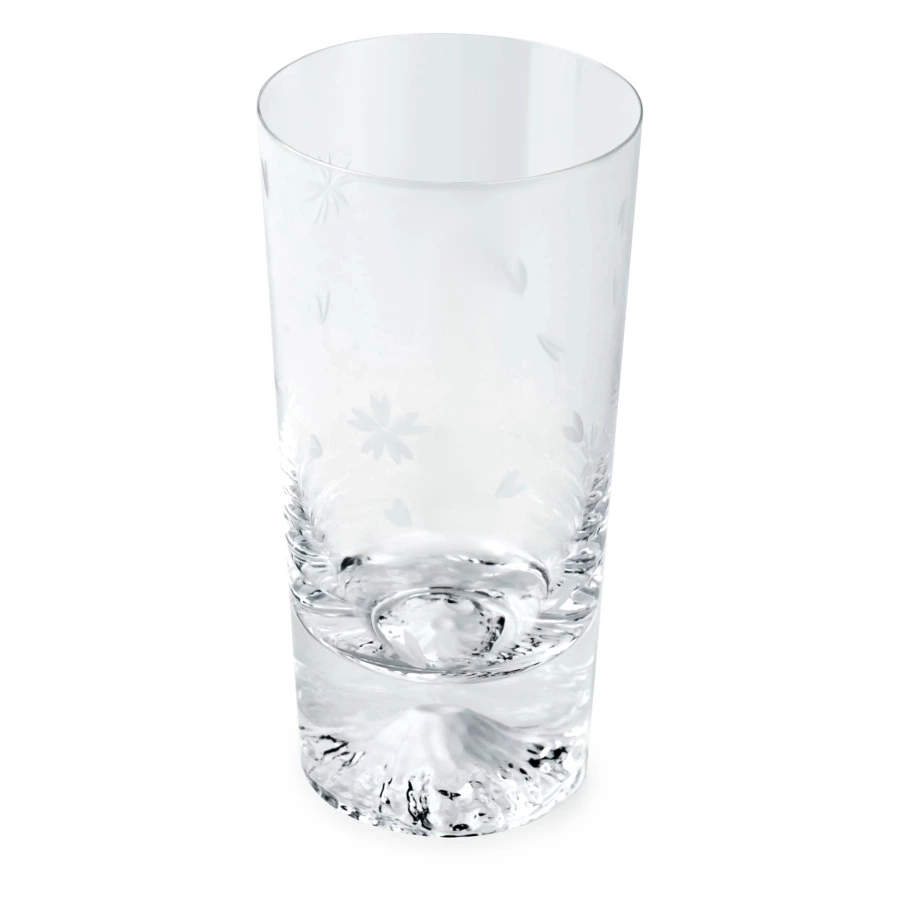 Стакан Tajima Glass Фудзи Сакура Кирико 400 мл, стекло, деревянная коробка