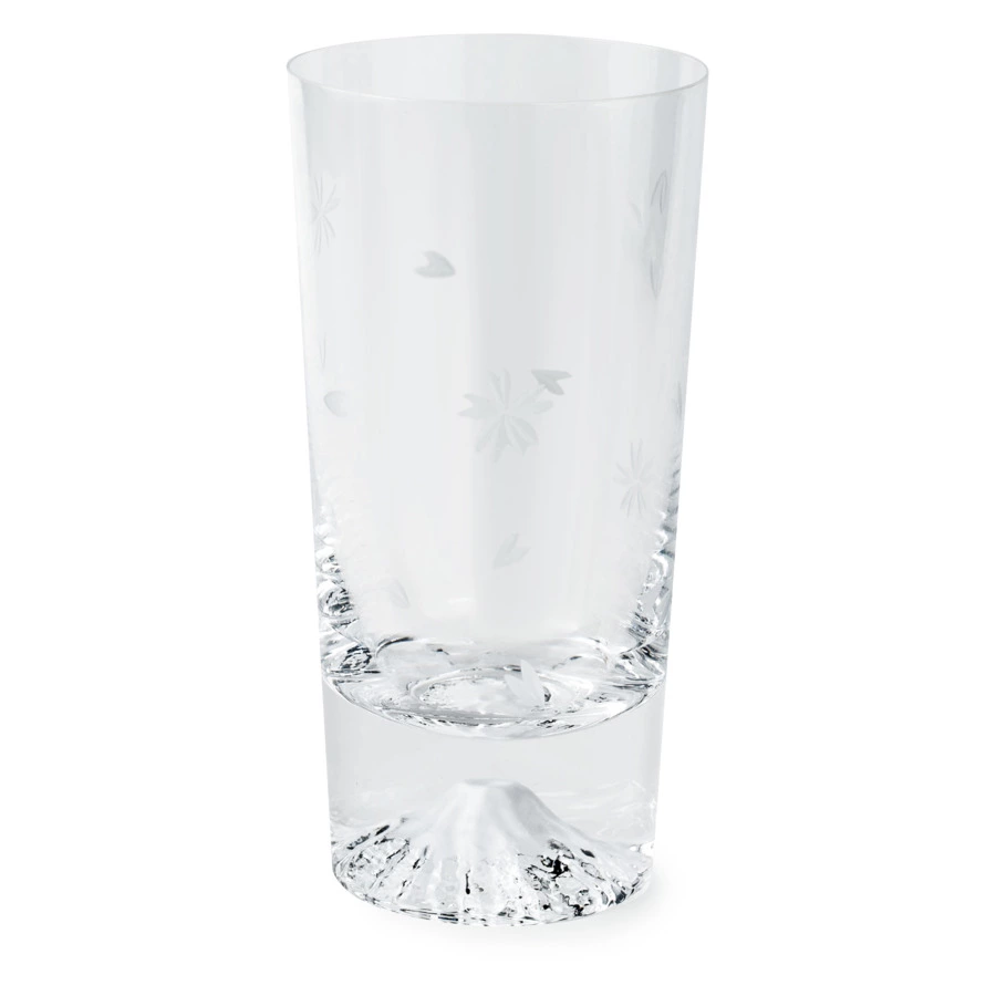 Стакан Tajima Glass Фудзи Сакура Кирико 400 мл, стекло, деревянная коробка