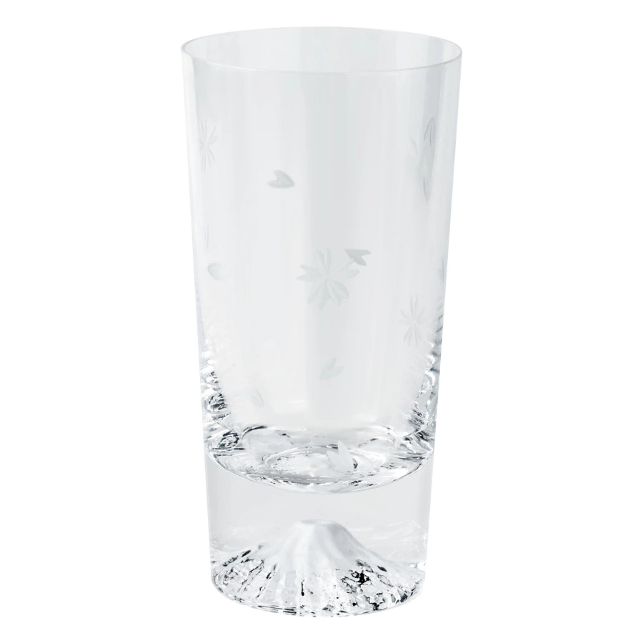 Стакан Tajima Glass Фудзи Сакура Кирико 400 мл, стекло, деревянная коробка