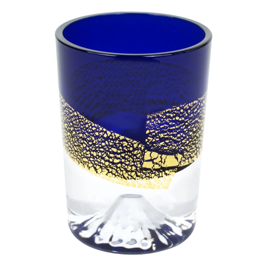 Рюмка Tajima Glass Фудзи с позолотой 85 мл, стекло, лазурная, деревянная коробка