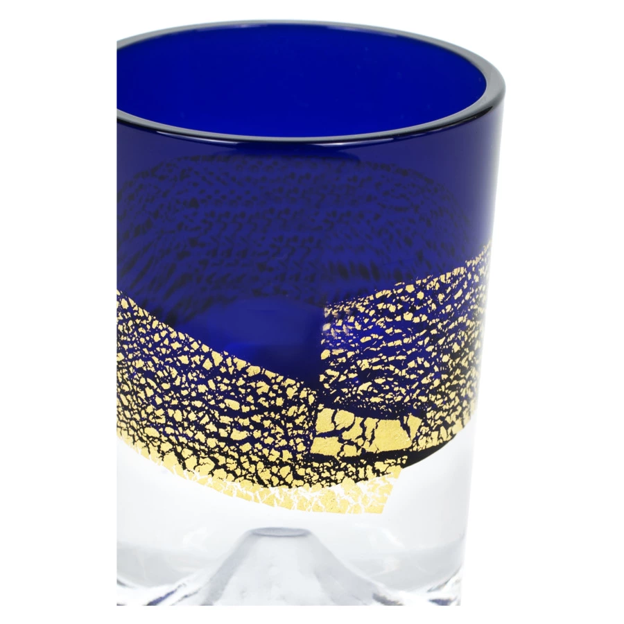 Рюмка Tajima Glass Фудзи с позолотой 85 мл, стекло, лазурная, деревянная коробка