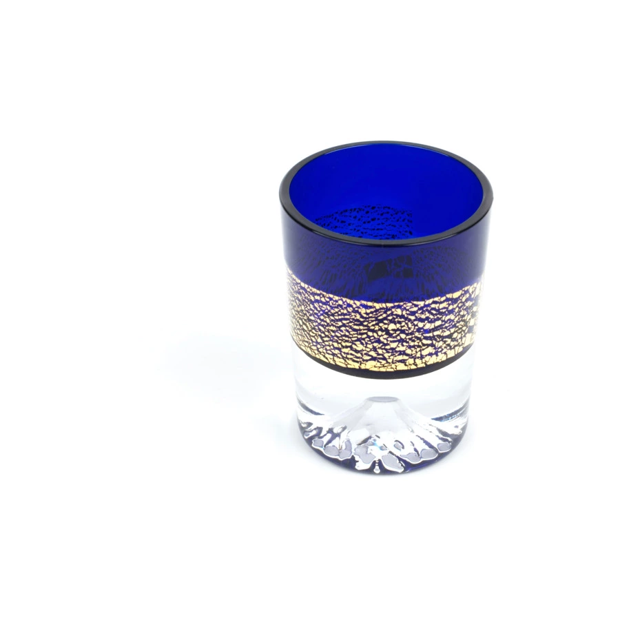 Рюмка Tajima Glass Фудзи с позолотой 85 мл, стекло, лазурная, деревянная коробка