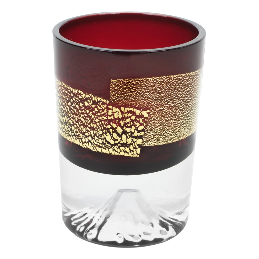 Рюмка Tajima Glass Фудзи с позолотой 85 мл, стекло, медно-красная, деревянная коробка