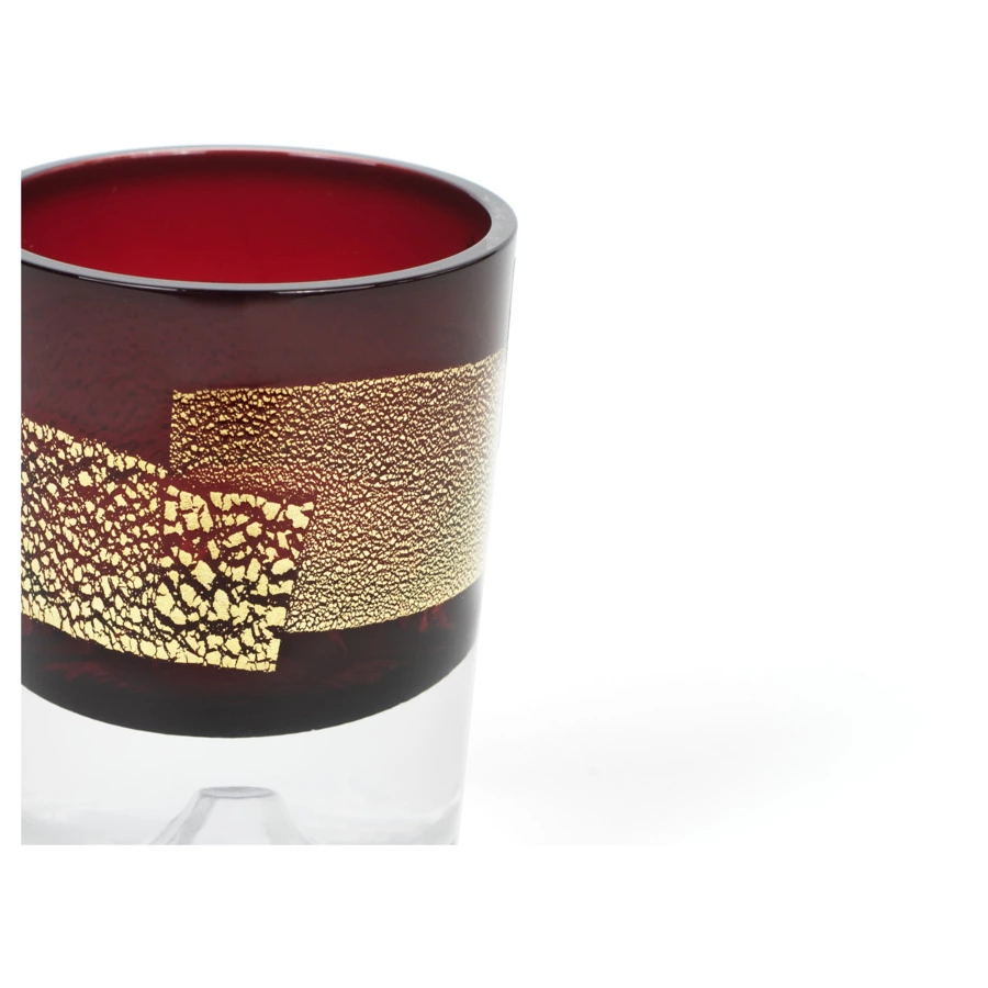 Рюмка Tajima Glass Фудзи с позолотой 85 мл, стекло, медно-красная, деревянная коробка