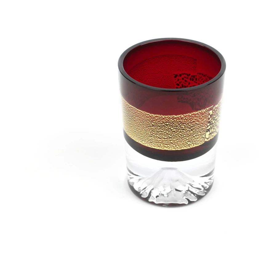 Рюмка Tajima Glass Фудзи с позолотой 85 мл, стекло, медно-красная, деревянная коробка