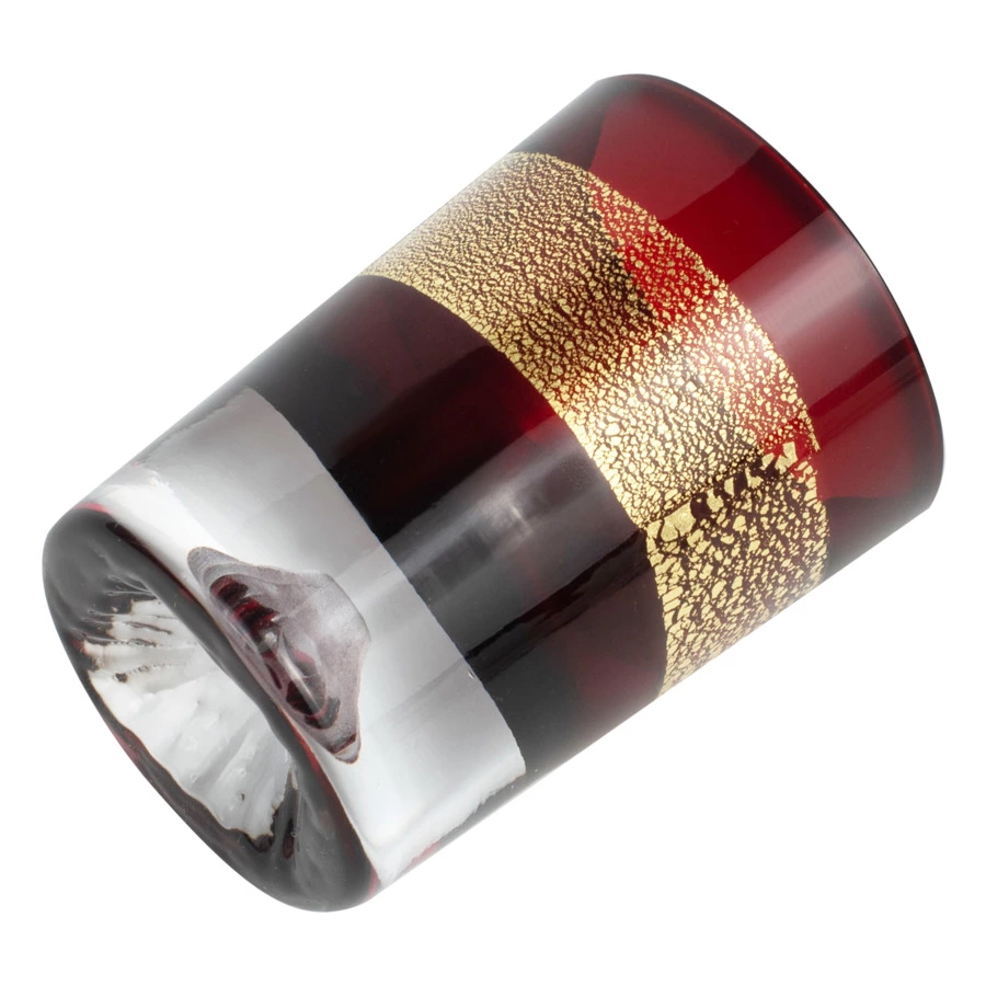 Рюмка Tajima Glass Фудзи с позолотой 85 мл, стекло, медно-красная, деревянная коробка