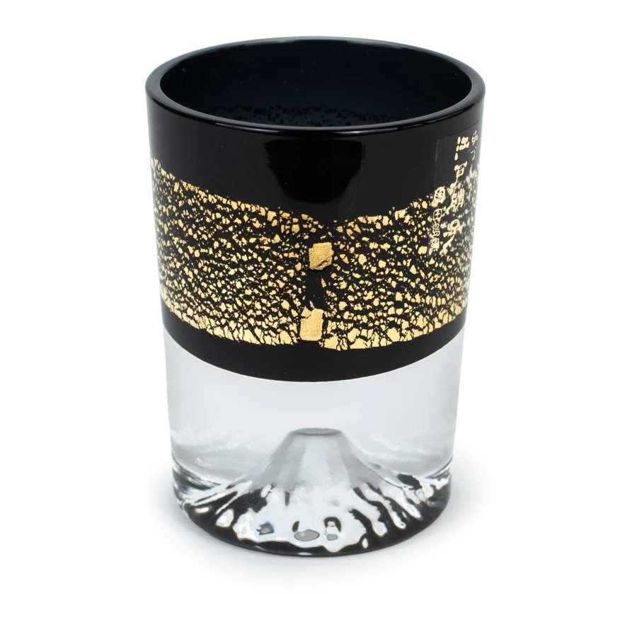 Рюмка Tajima Glass Фудзи с позолотой 85 мл, стекло, черная, деревянная коробка