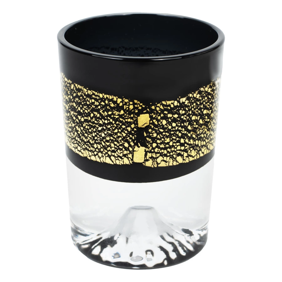 Рюмка Tajima Glass Фудзи с позолотой 85 мл, стекло, черная, деревянная коробка