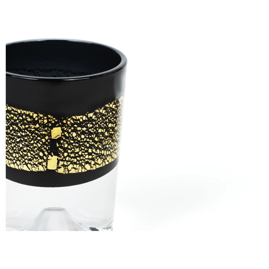 Рюмка Tajima Glass Фудзи с позолотой 85 мл, стекло, черная, деревянная коробка