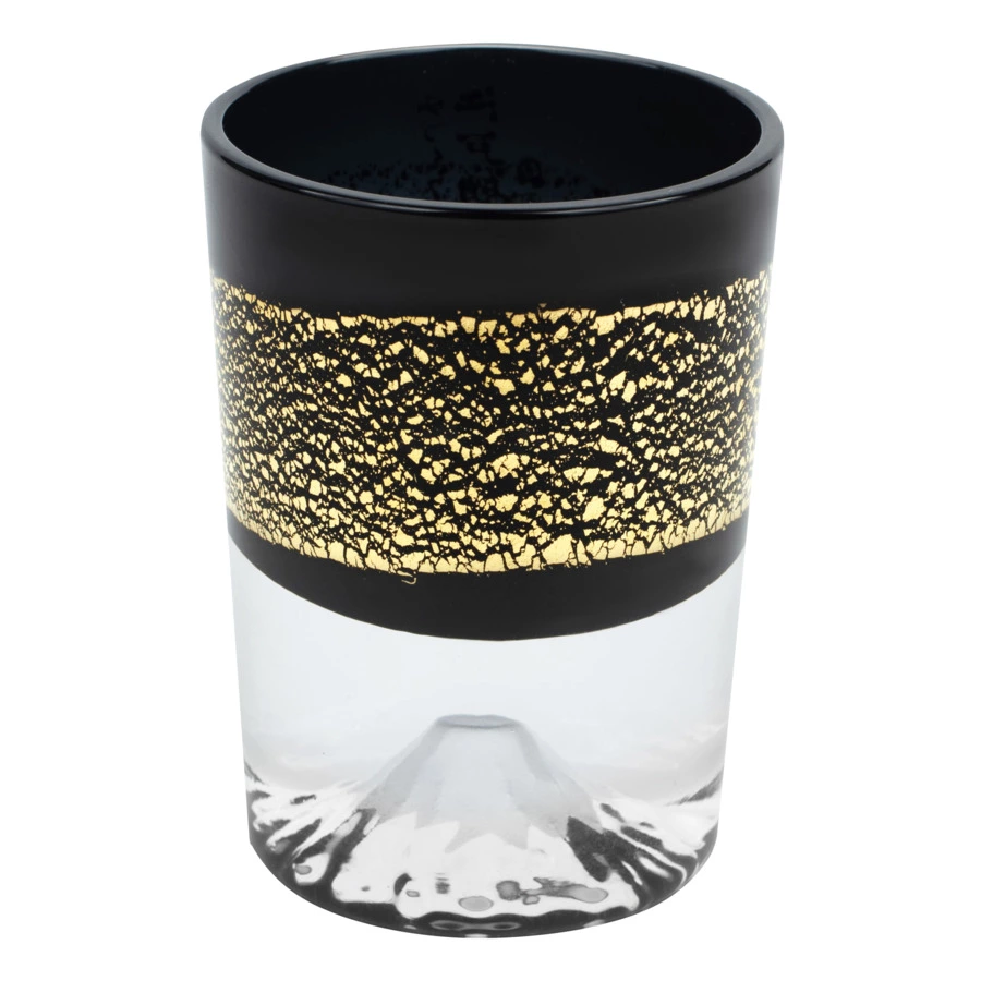 Рюмка Tajima Glass Фудзи с позолотой 85 мл, стекло, черная, деревянная коробка