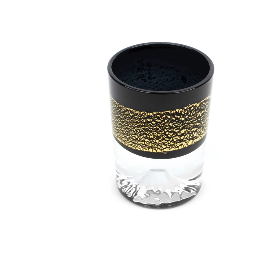 Рюмка Tajima Glass Фудзи с позолотой 85 мл, стекло, черная, деревянная коробка