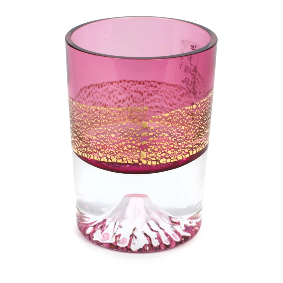 Рюмка Tajima Glass Фудзи с позолотой 85 мл, стекло, золотисто-красная, деревянная коробка