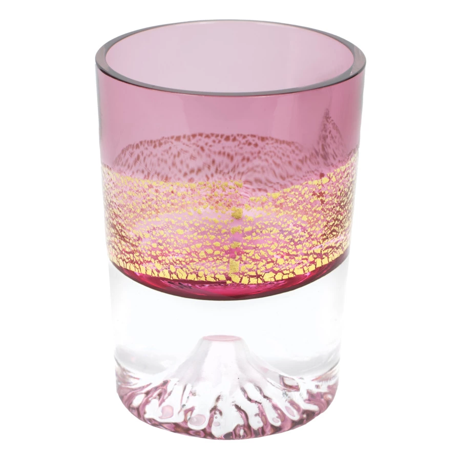 Рюмка Tajima Glass Фудзи с позолотой 85 мл, стекло, золотисто-красная, деревянная коробка