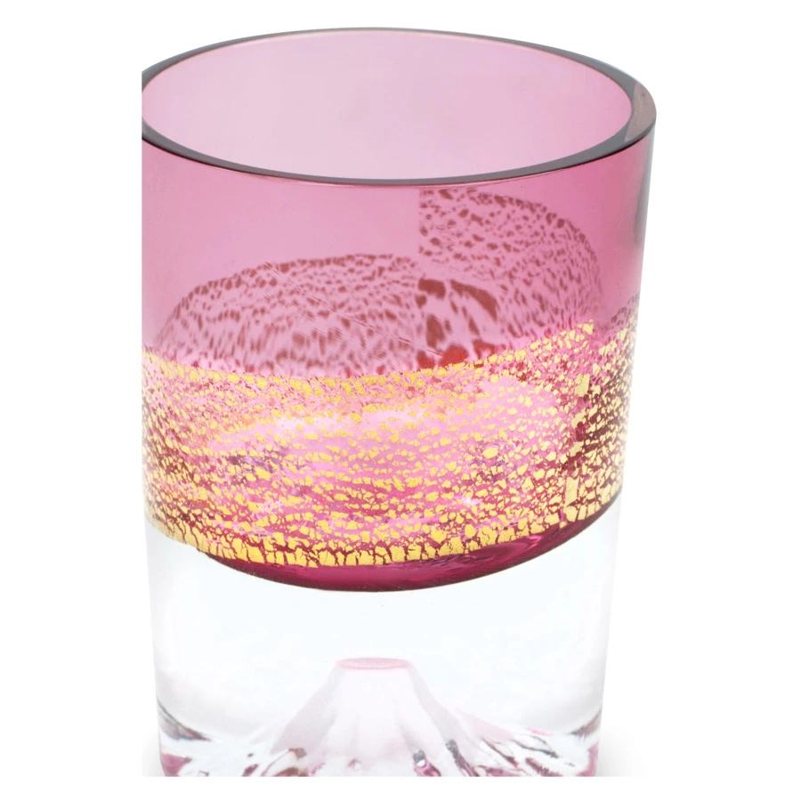Рюмка Tajima Glass Фудзи с позолотой 85 мл, стекло, золотисто-красная, деревянная коробка