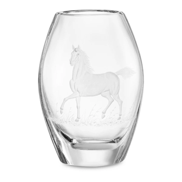 Ваза для цветов ГХЗ Галла 20 см, хрусталь, гравировка Лошади