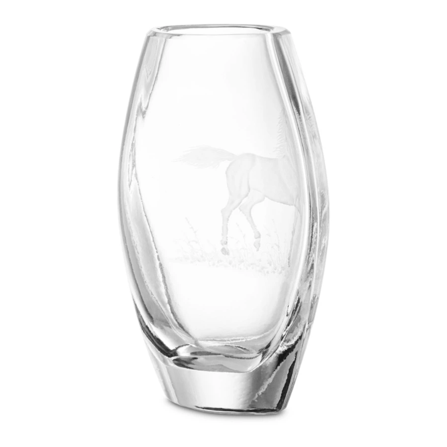 Ваза для цветов ГХЗ Галла 20 см, хрусталь, гравировка Лошади