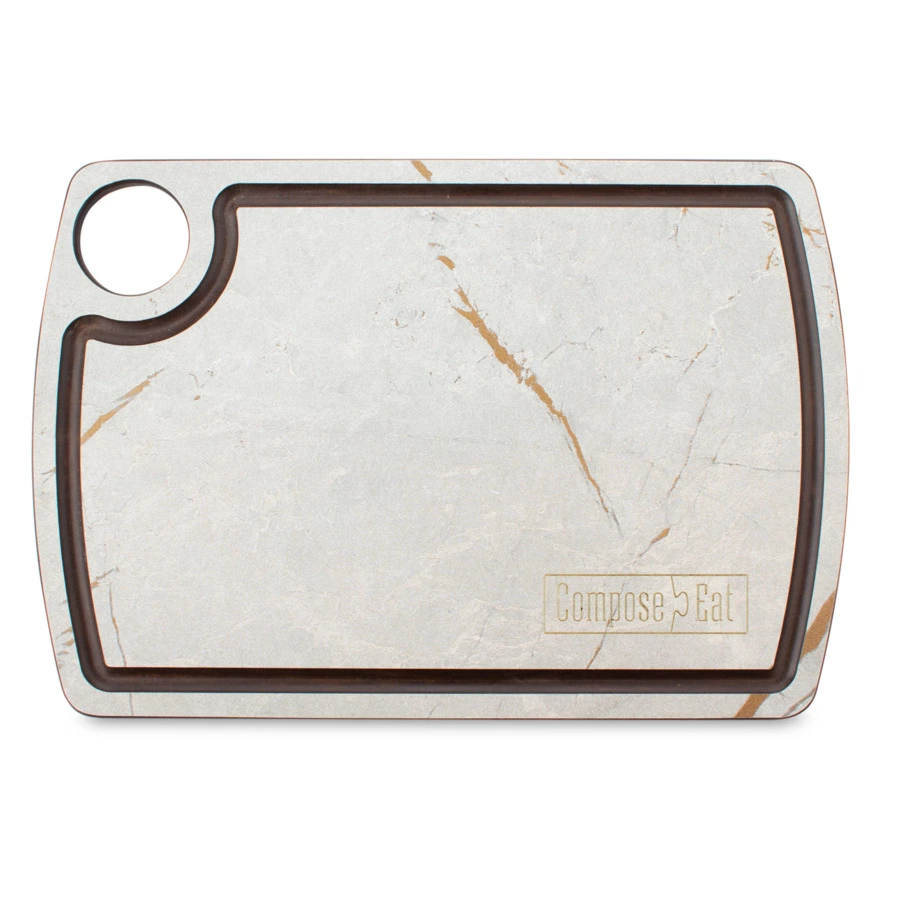 Доска разделочная с желобом ComposeEat Fashion 22х15 см, композит, мраморный Грейс