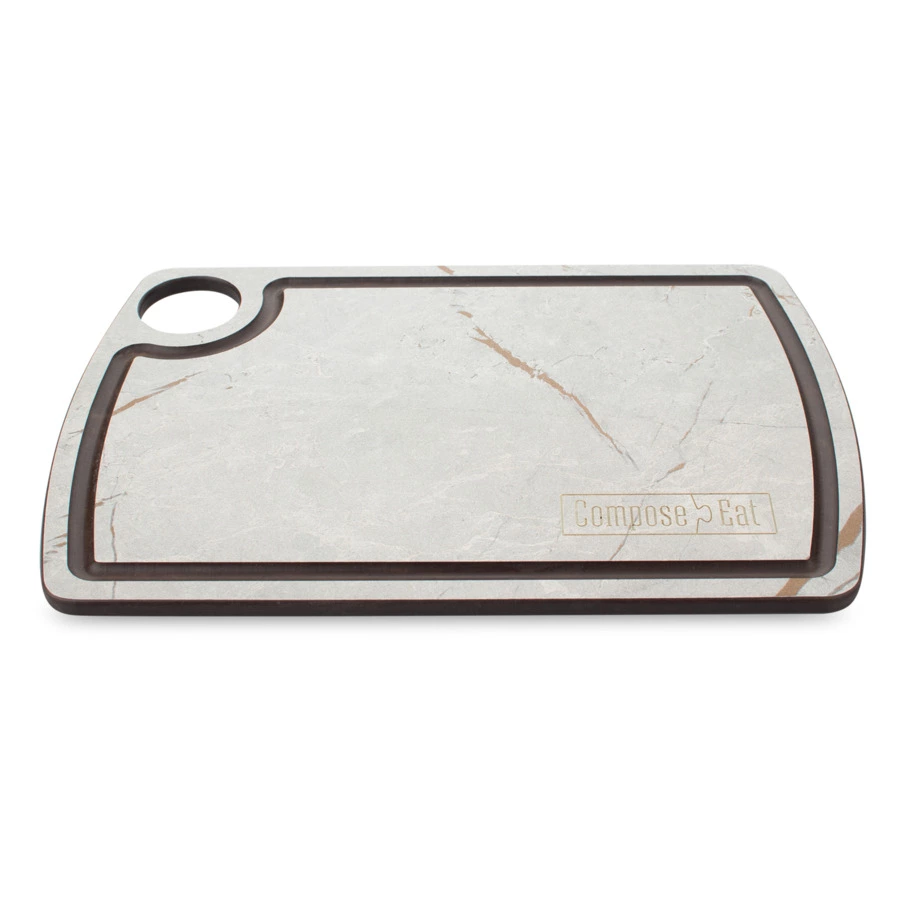 Доска разделочная с желобом ComposeEat Fashion 22х15 см, композит, мраморный Грейс