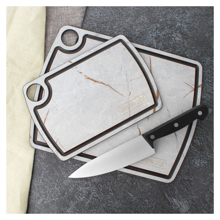 Доска разделочная с желобом ComposeEat Fashion 29х22 см, композит, мраморный Грейс