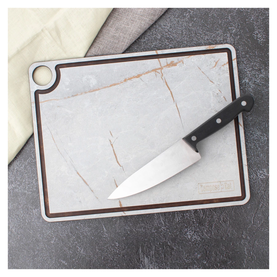 Доска разделочная с желобом ComposeEat Fashion 34х24 см, композит, мраморный Грейс